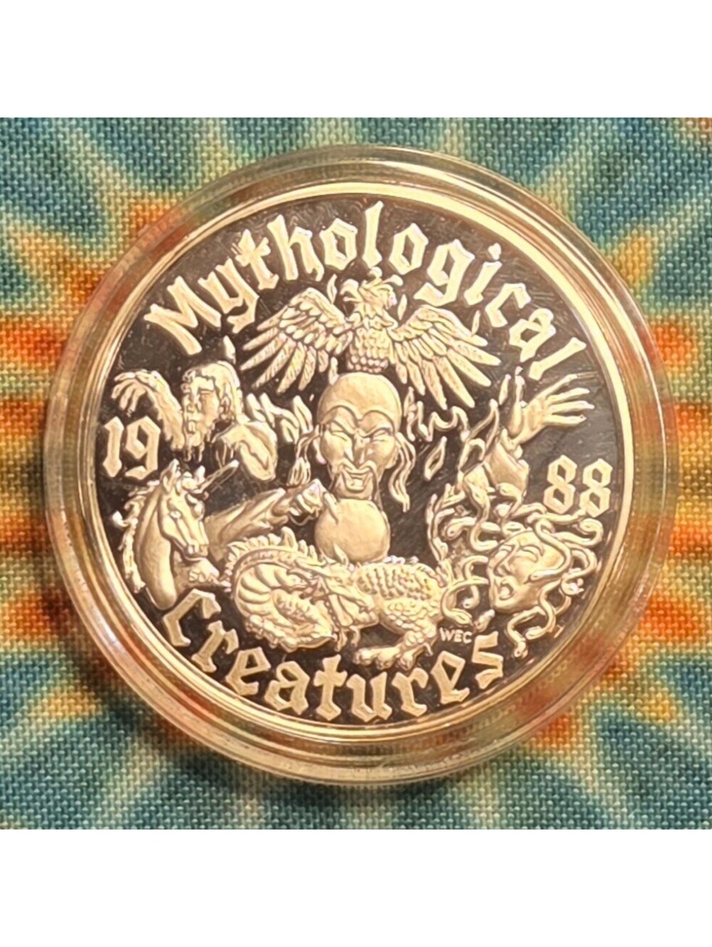 1988 MYTHOLOGICAL CREATURES 1oz .999 Silver MYSTIC STRIPERS Mardi Gras Doubloon!
